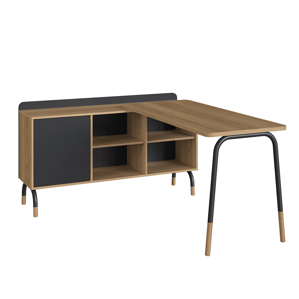 Mesa de escritório executiva com balcão Credenza 28003 Flexus - Artesanato - 75AX136/136LX60/37,5P