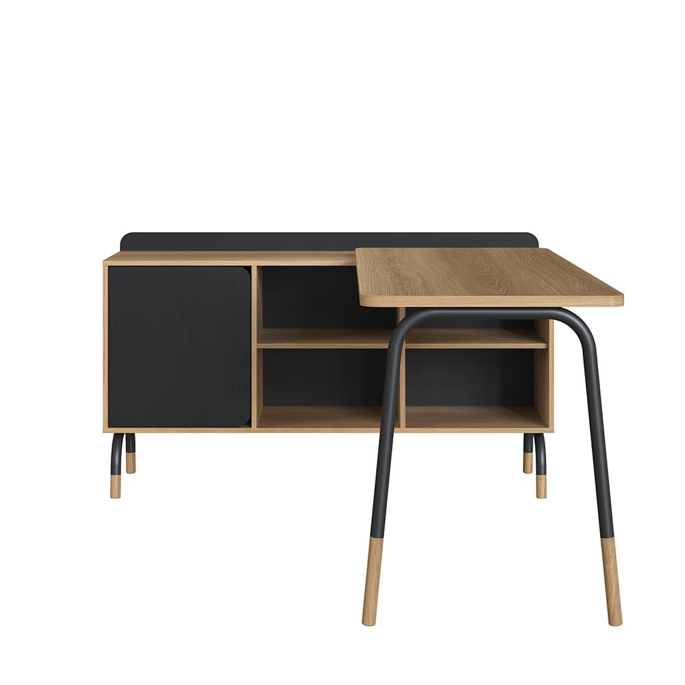 Mesa de escritório executiva com balcão Credenza 28003 Flexus - Artesanato - 75AX136/136LX60/37,5P