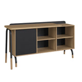 Mesa de escritório executiva com tampo giratório e balcão Credenza 28005 Flexus - Artesano - 78AX111/136LX45/37,5P