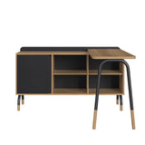 Mesa de escritório executiva com tampo giratório e balcão Credenza 28005 Flexus - Artesano - 78AX111/136LX45/37,5P