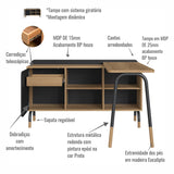 Mesa de escritório executiva com tampo giratório e balcão Credenza 28005 Flexus - Artesano - 78AX111/136LX45/37,5P