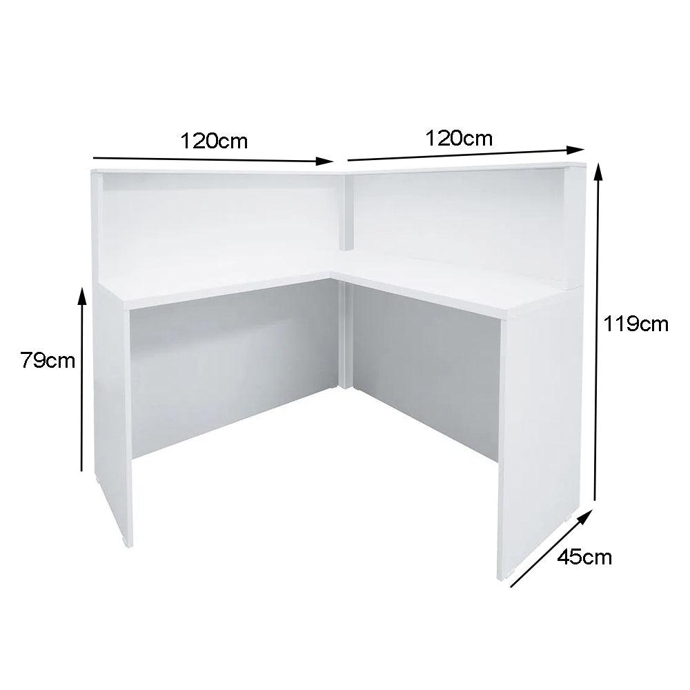 Balcão Recepção Atendimento em L + Balcão Reto com 1 passa fio no tampo Novo - SM Corporativo - 119AX120/220LX45P