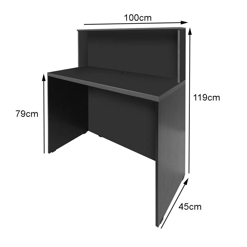 Balcão Recepção Atendimento em L + Balcão Reto com 1 passa fio no tampo Novo - SM Corporativo - 119AX120/220LX45P