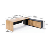 Mesa de escritório executiva Credenza com armário lateral direita - Euro Dom - 74AX200/226LX90P