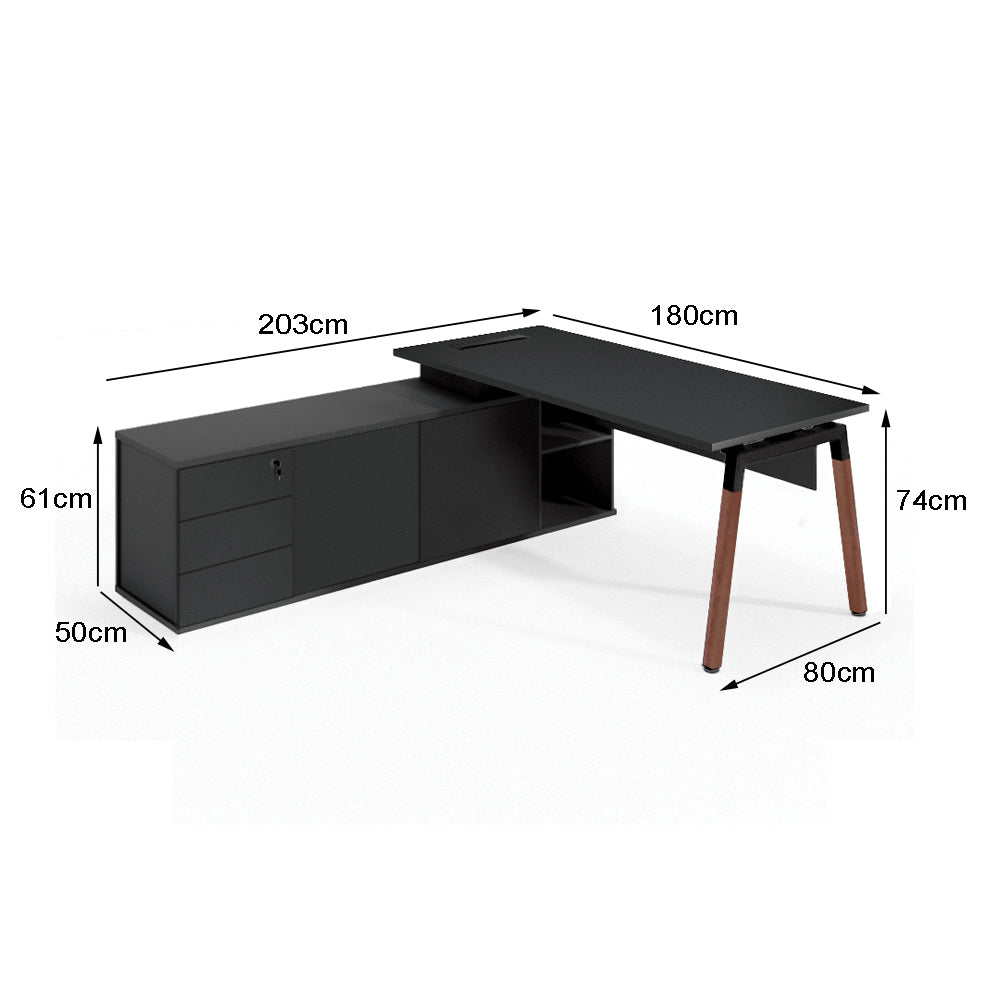 Mesa de escritório executiva com armário lateral lado esquerdo - Euro Lexus Prime - 74AX180LX203P